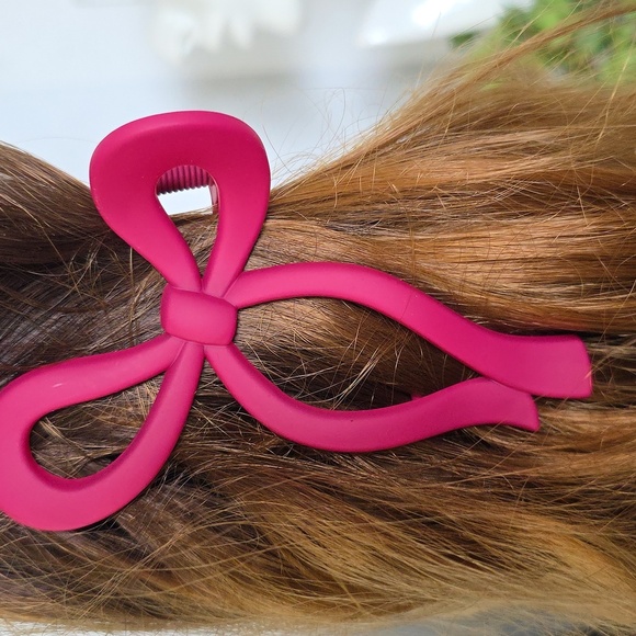 Set of 3 Claw Hair Clips Pink Bow Purple Bow Iridescent Clear Butterfly - Picture 8 of 8